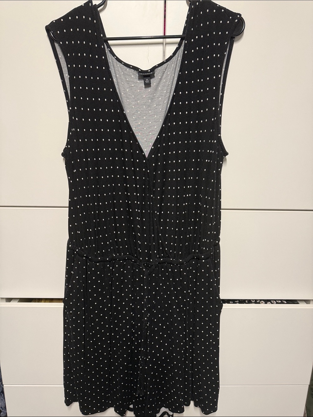 Sleeveless Black Polka Dot Romper